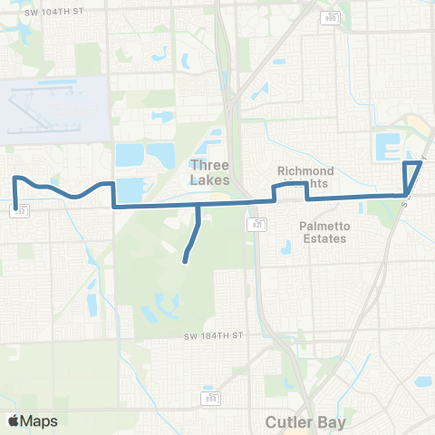 Miami-Dade Transit Country Walk-Transitway via 152 St map