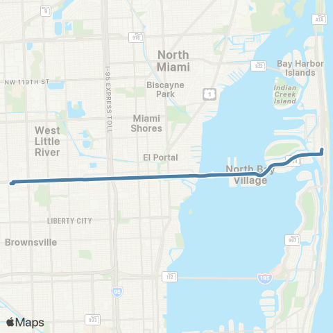 Miami-Dade Transit Miami Beach-Northside map