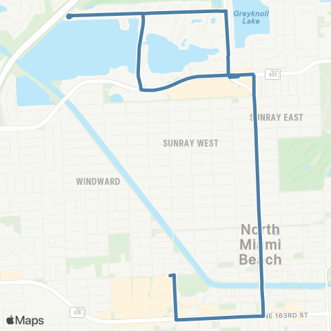 Miami-Dade Transit Skylake Circulator map