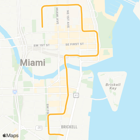 Miami-Dade Transit Brickell Loop map