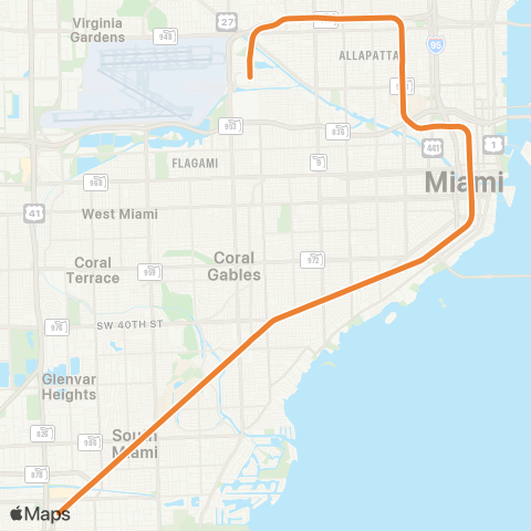 Miami-Dade Transit Orange Line map