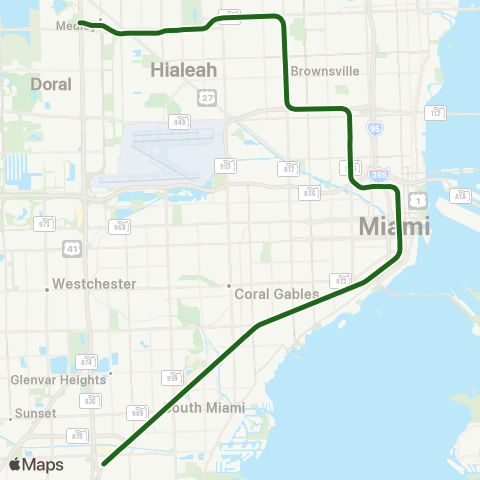 Miami-Dade Transit Green Line map