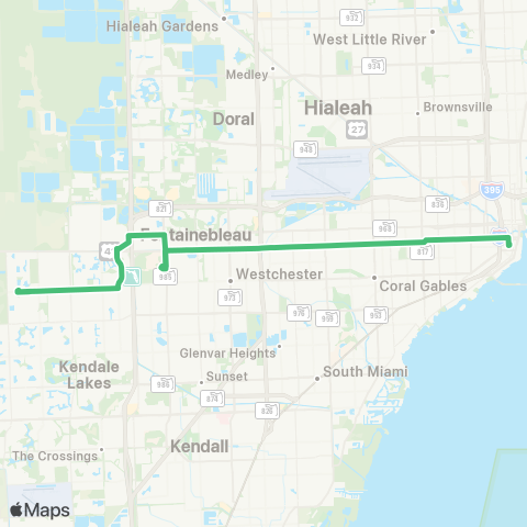 Miami-Dade Transit Brickell-107av / Wstchstr via SW 8 St map