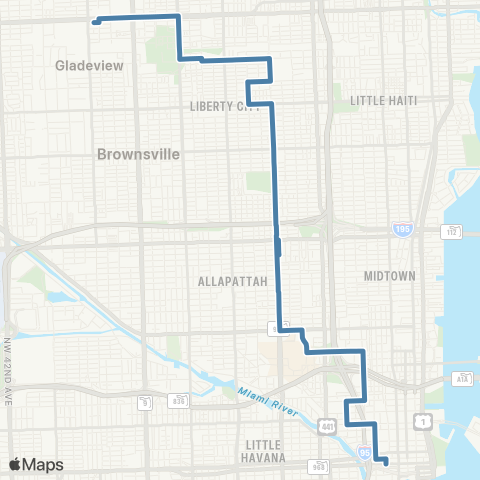 Miami-Dade Transit Northside - Downtown map