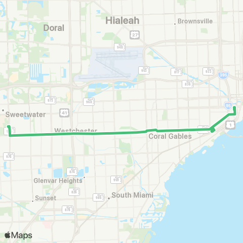 Miami-Dade Transit Coral Way Limited map