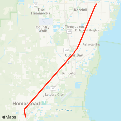 Miami-Dade Transit Express - Fla City to Dadeland So map