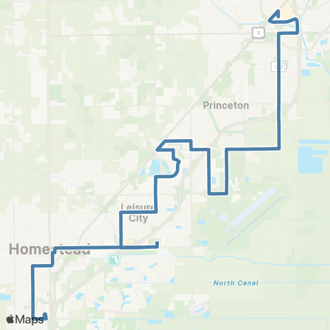 Miami-Dade Transit Cutler Bay-Fla.City via Leisure Cty map