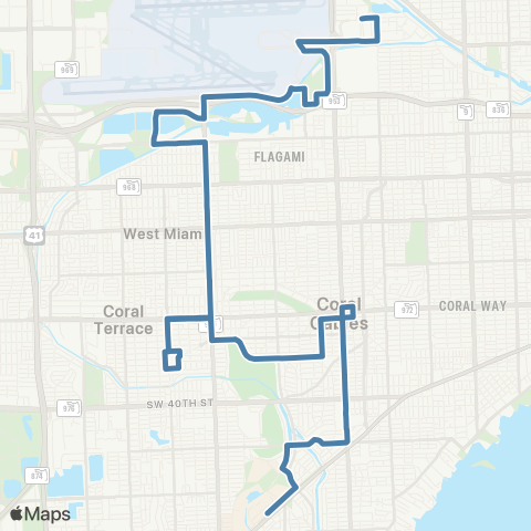 Miami-Dade Transit Airport-Gables-Child Hosp-Univ Stat map