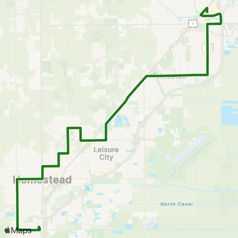 Miami-Dade Transit Cutler Bay-Fl City via Princeton map