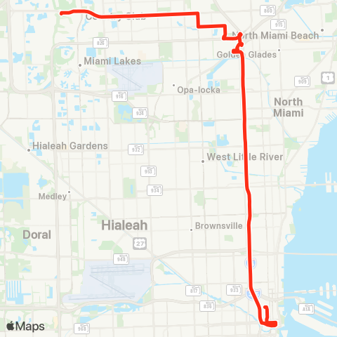 Miami-Dade Transit I-95 Golden Glades Express map