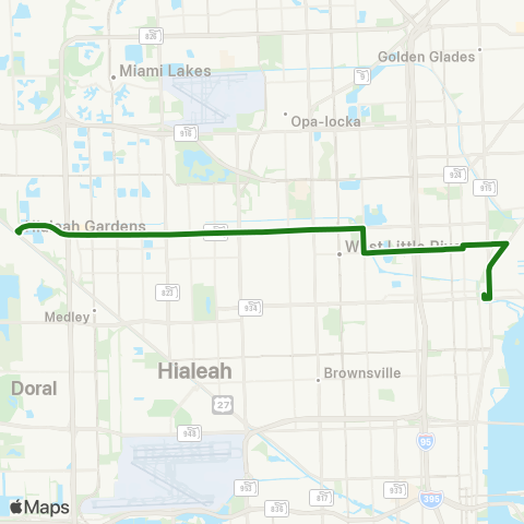 Miami-Dade Transit Hia Gardens-Bisc Blvd via 103 St map