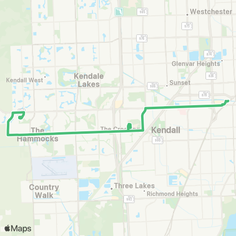 Miami-Dade Transit Hammocks-MDC-Dadeland No.Via 104 St map