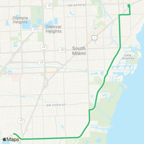 Miami-Dade Transit Douglas Rd-Old Cutler-SW 136 St map