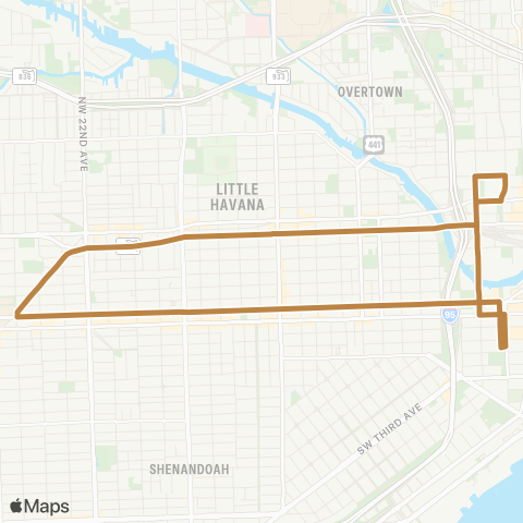 Miami-Dade Transit Little Havana Connection map