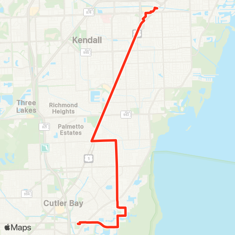 Miami-Dade Transit Cutler Bay to Dadeland South map