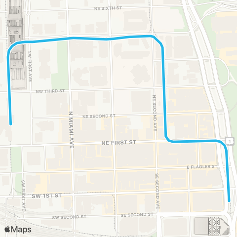 Miami-Dade Transit Inner Loop map