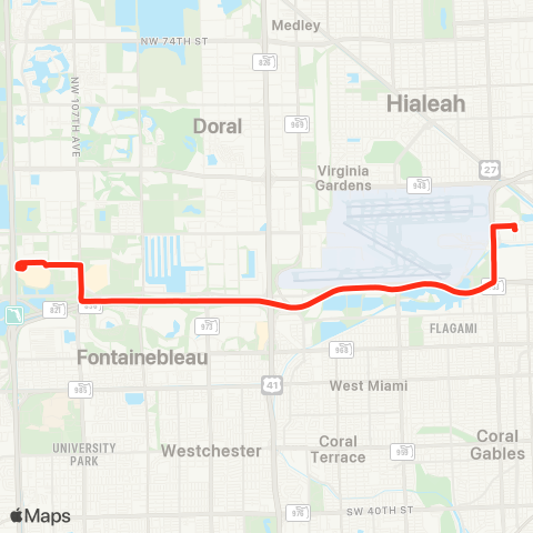 Miami-Dade Transit Weekend Express map