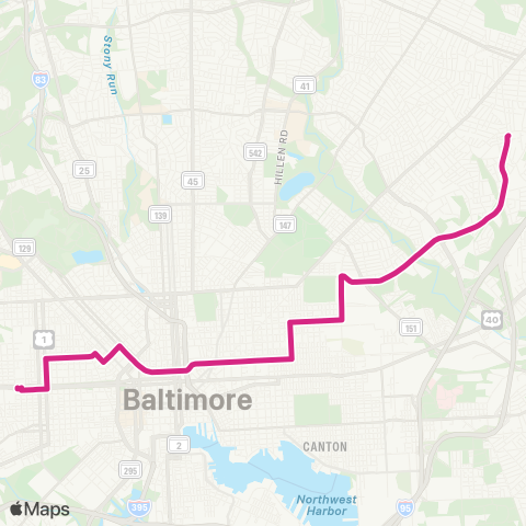 MDOT MTA Cedonia - West Baltimore MARC map