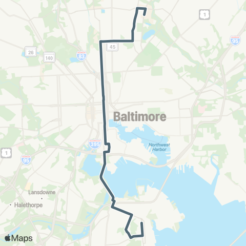 MDOT MTA Curtis Bay - Hopkins / Morgan State map