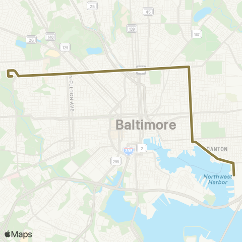 MDOT MTA Walbrook Junction - Canton map