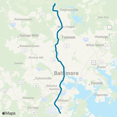 Light RailLink BWI Airport / Glen Burnie - Hunt Valley map