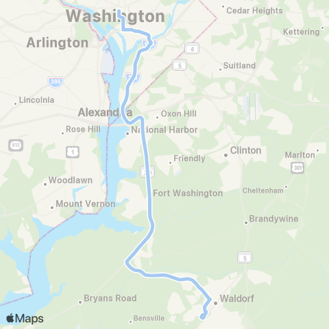 MTA Commuter Bus Waldorf - Washington DC map