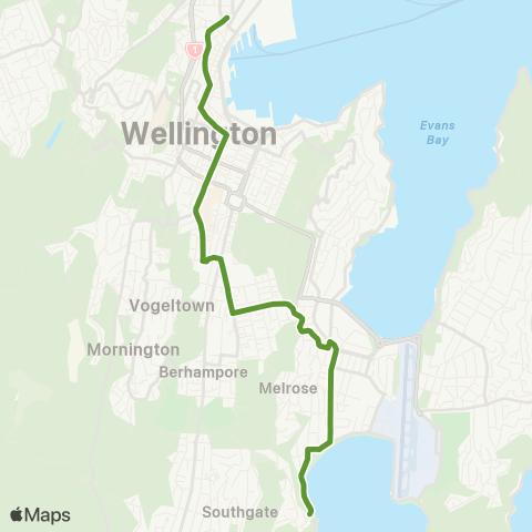 Metlink Lyall Bay / Rongotai - Kilbirnie - Newtown - Wellington map