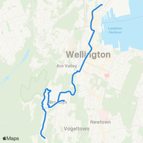 Metlink Kowhai Park - Brooklyn - Wellington map