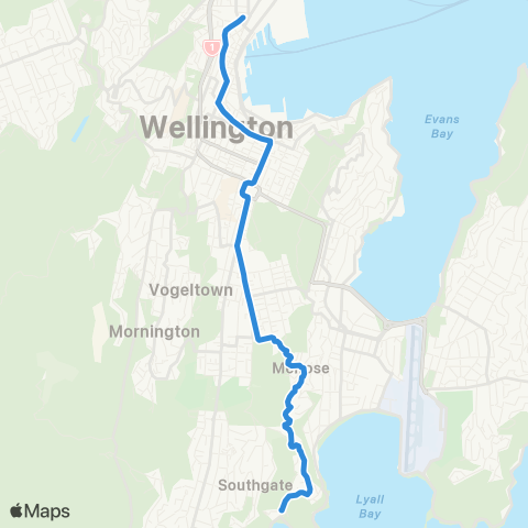 Metlink Houghton Bay - Newtown - Wellington map