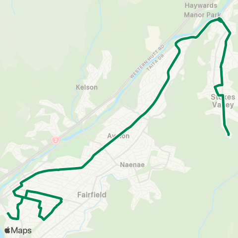 Metlink Stokes Val - Taita - Epuni - Lower Hutt map