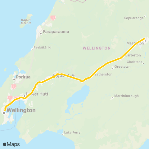 Metlink Wairarapa Line (Masterton - Wellington) map