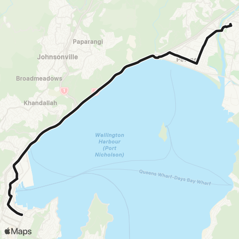 Metlink After Midnight (Lower Hutt - Petone - Wellington) map