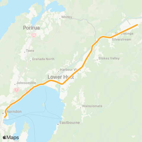 Metlink Hutt Val Line (Upper Hutt - Wellington) map