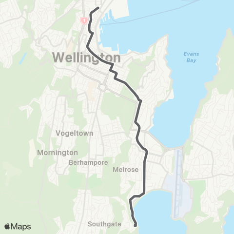 Metlink Lyall Bay - Kilbirnie - Hataitai - Wellington map