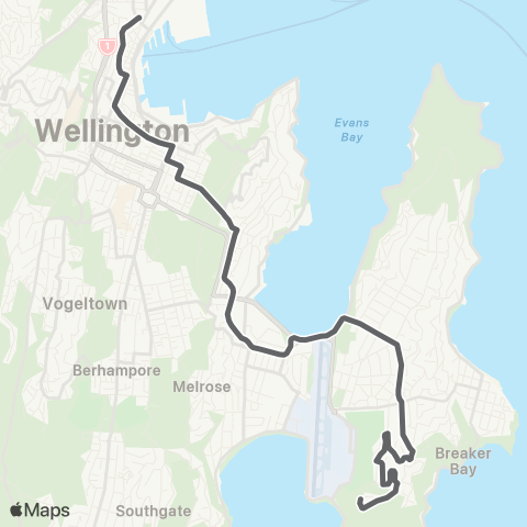 Metlink Strathmore Pk - Kilbirnie - Hataitai - Wellington map