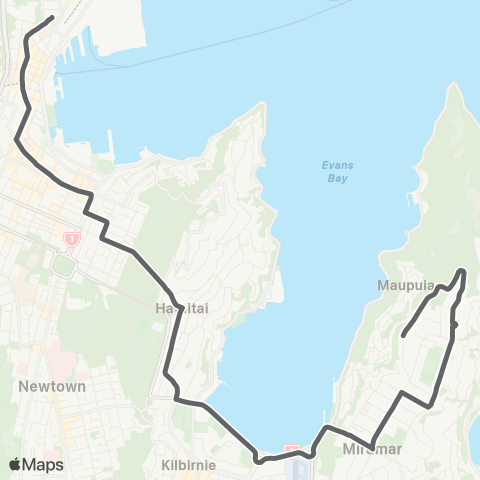 Metlink Miramar North - Wellington (Express) map