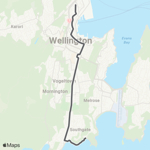 Metlink Houghton Bay - Island Bay - Berhampore - Wellington (Exp) map