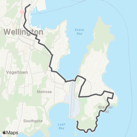 Metlink Scorching Bay / Moa Point - Wellington (Exp) map