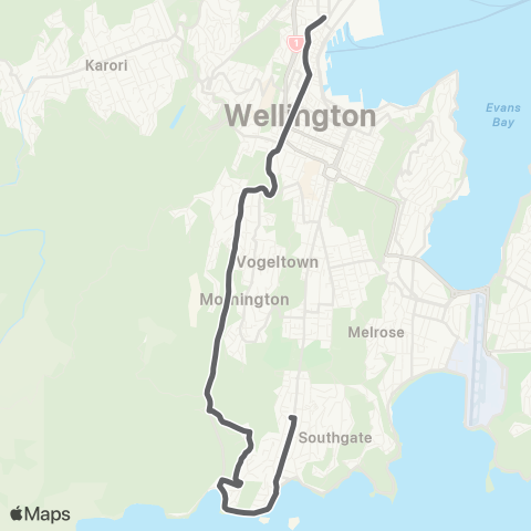 Metlink Island Bay - Owhiro Bay - Brooklyn - Wellington map