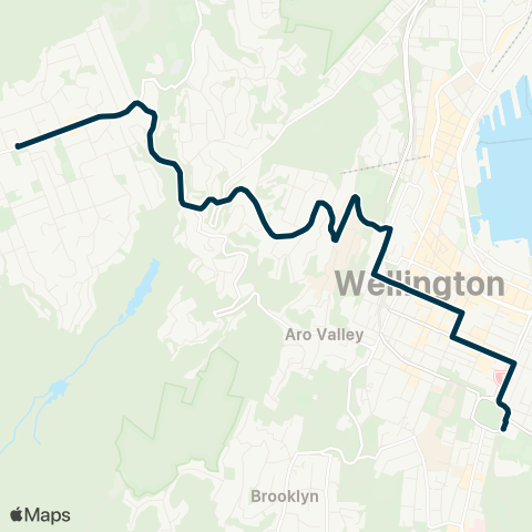 Metlink Karori - Kelburn - Wellington College map