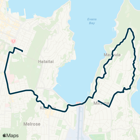 Metlink Miramar Hts - Newtown - St Mark’s Sch, Wellington & Wellington E Girls' Colleges map