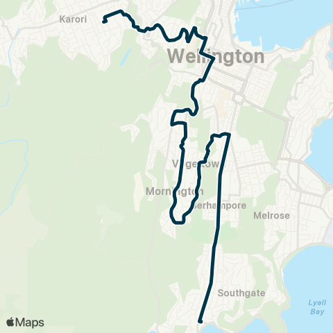 Metlink Island Bay - Kingston - Kelburn - Marsden Sch map