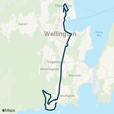 Metlink Thorndon Colleges - Owhiro Bay - Island Bay map