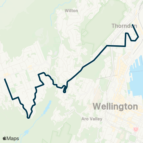 Metlink Karori (Wrights Hill) - Thorndon Colleges map