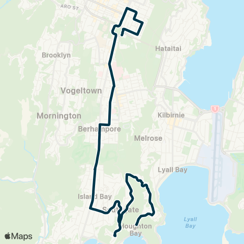 Metlink Houghton Bay - Southgate - Island Bay - Basin Schools map