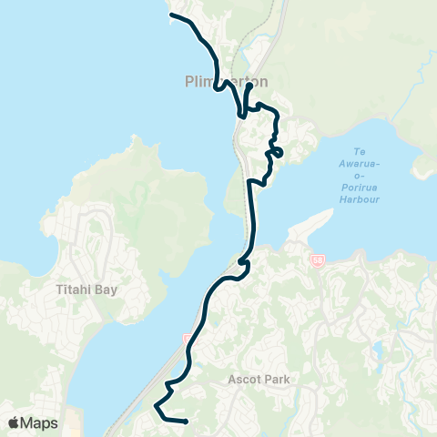 Metlink Plimmerton - Camborne - Paremata - Aotea Coll map