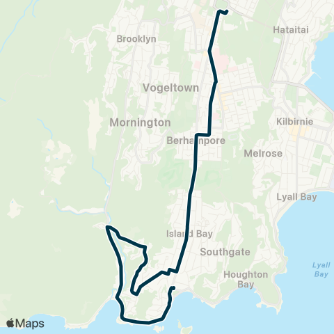 Metlink St Mark's & S Wellington Intermediate Schools - Island Bay - Owhiro Bay map