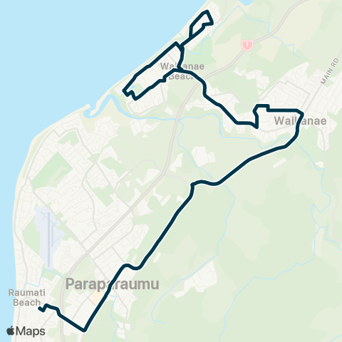 Metlink Waikanae Bch - Waikanae - Kapiti College map