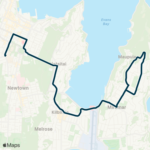 Metlink Wellington HS - Kilbirnie - Miramar N map