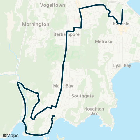 Metlink St Patrick's & St Catherine's Colleges - Newtown - Berhampore - Island Bay - Owhiro Bay map